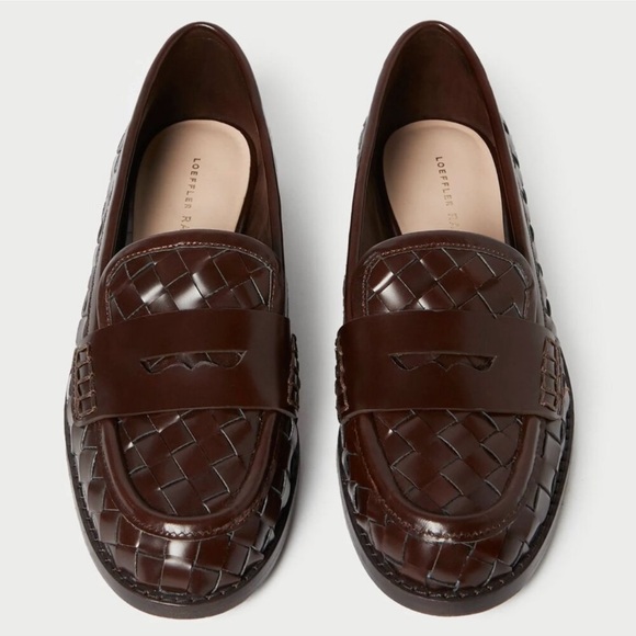 Loeffler Randall Shoes - Loeffler Randall Rachel Woven Leather Loafers Espresso Brown NEW